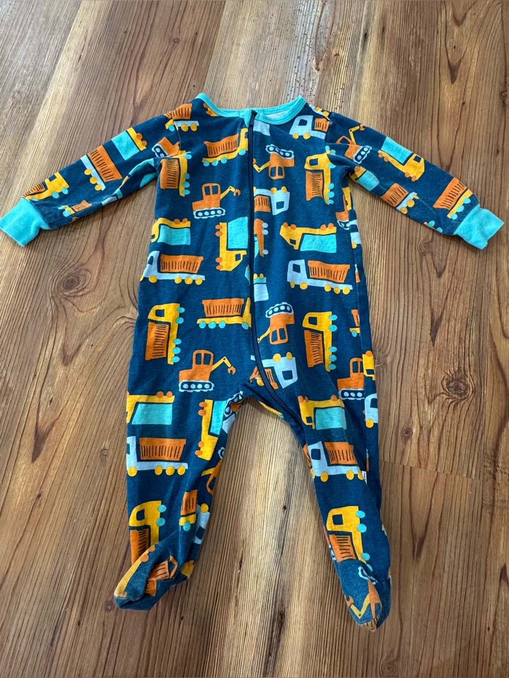 Gerber Navy Blue Construction Print One-Piece Pajamas 3-6M